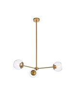 Elegant LD646D32BR - Briggs 32 inch pendant in brass with clear shade