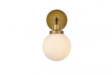 Elegant LD7030W8BRB - Hanson 1 light bath sconce in black with brass with frosted shade