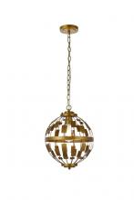 Elegant LD7075D12BR - Levante 1 Light Pendant in Brass