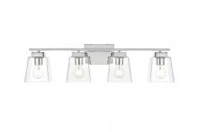 Elegant LD7312W32CH - Merrick 4 Light Chrome and Clear Bath Sconce