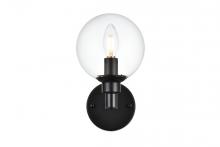 Elegant LD7318W6BLK - Jaelynn 1 Light Black and Clear Bath Sconce