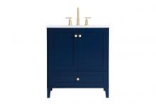 Elegant VF18030BL - 30 inch Single Bathroom Vanity in Blue