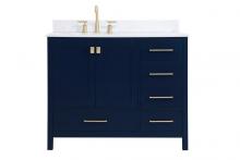 Elegant VF18842BL-BS - 42 inch Single Bathroom Vanity in Blue with Backsplash