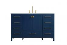 Elegant VF18854BL - 54 Inch SIngle Bathroom Vanity In Blue