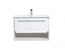 Elegant VF43030WH - 30 inch Single Bathroom Floating Vanity in White