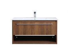 Elegant VF43036WB - 36 inch Single Bathroom Floating Vanity in Walnut Brown