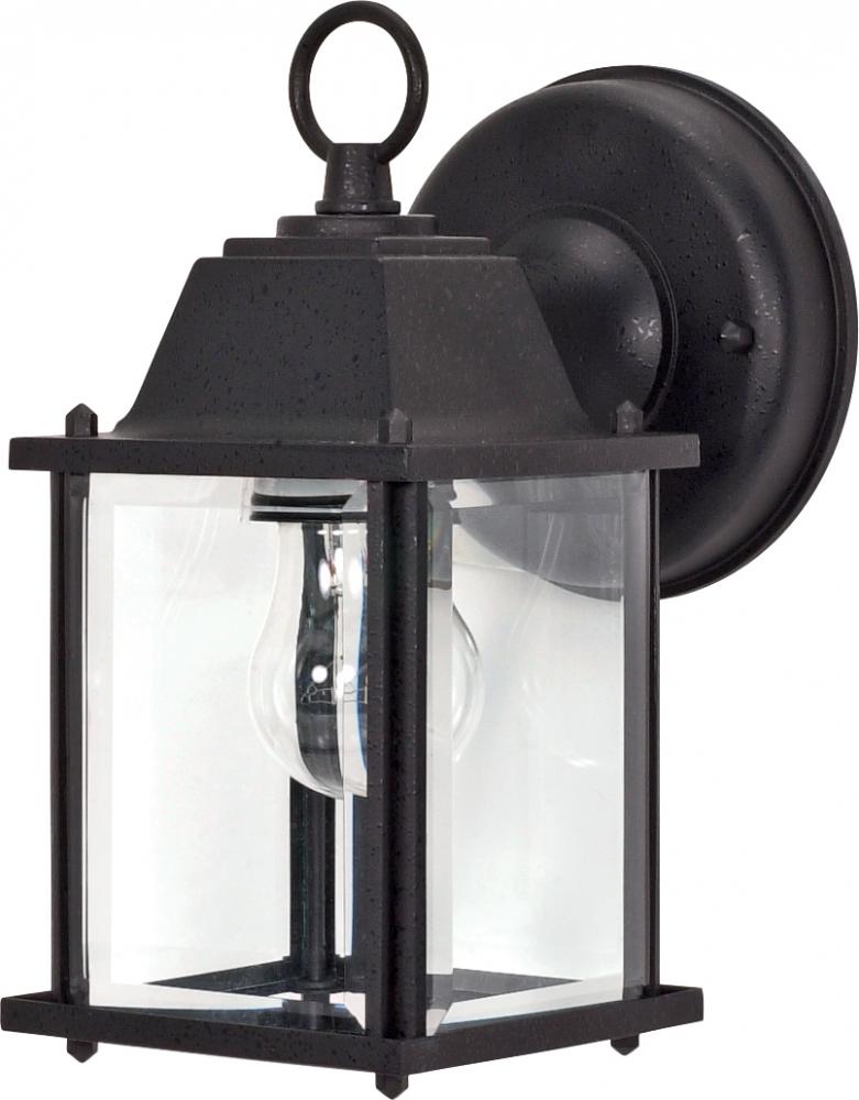 1 Light; 8-5/8 in.; Wall Lantern; Cube Lantern with Clear Beveled Glass; Color retail packaging