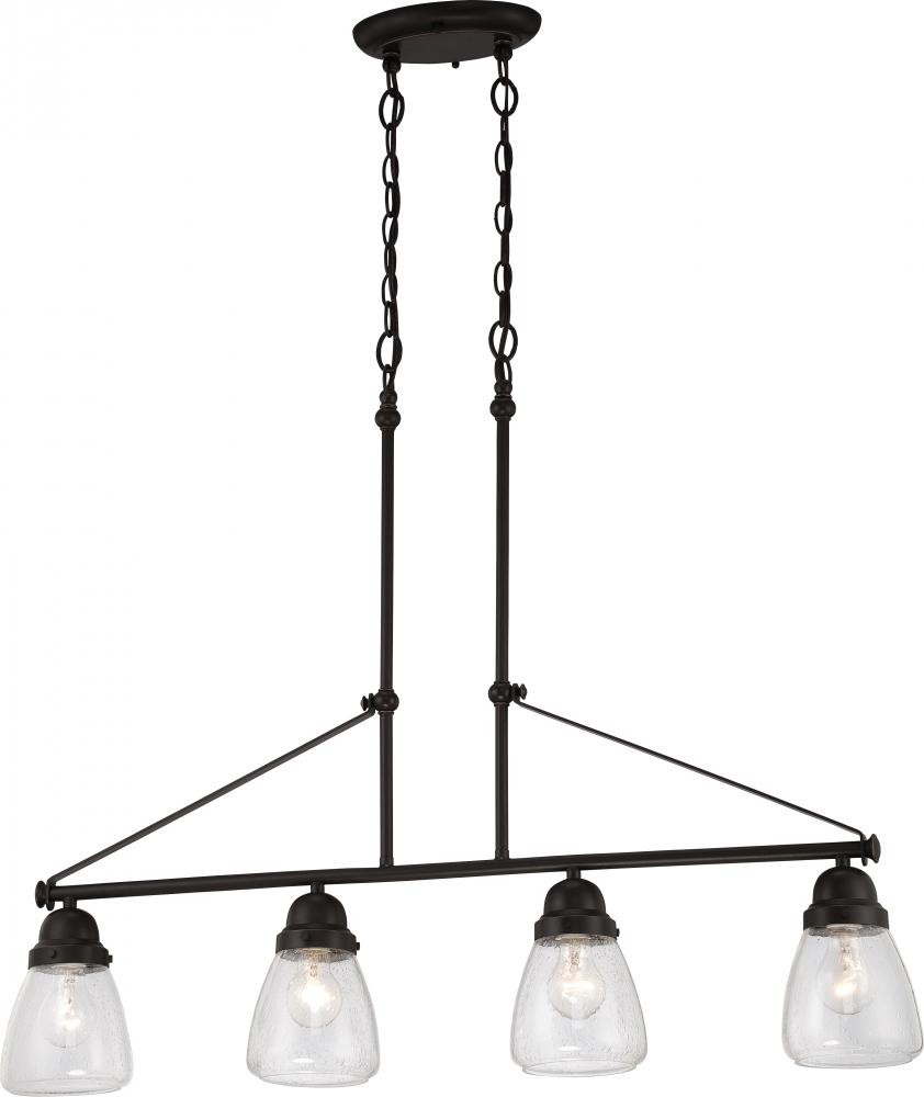 Laurel - 4 Light Island Pendant with Clear Seeded Glass - Sudbury Bronze Finish