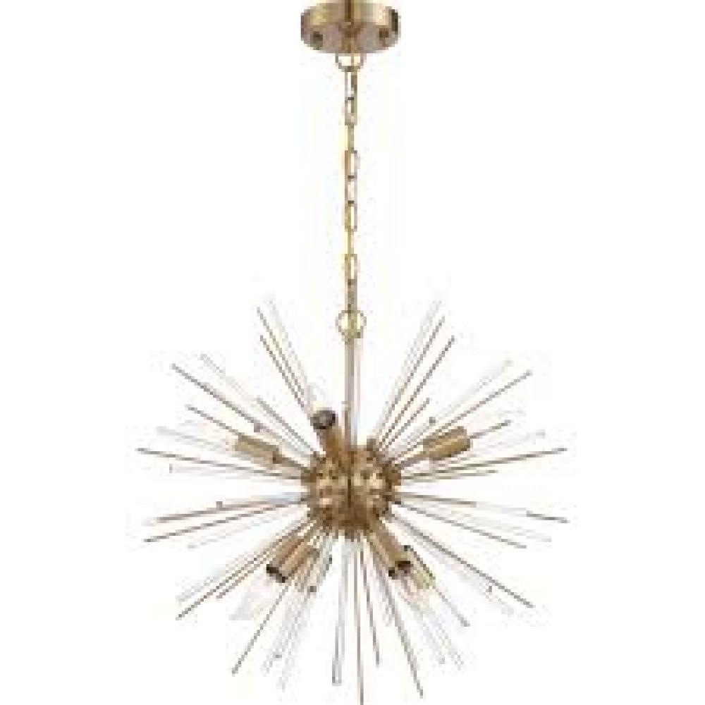 Cirrus - 8 Light Chandelier - with Glass Rods - Vintage Brass Finish