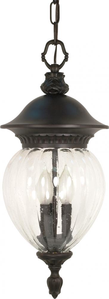 Balun - 3 Light - 22" - Hanging Lantern - w/ Clear Melon Seed Glass