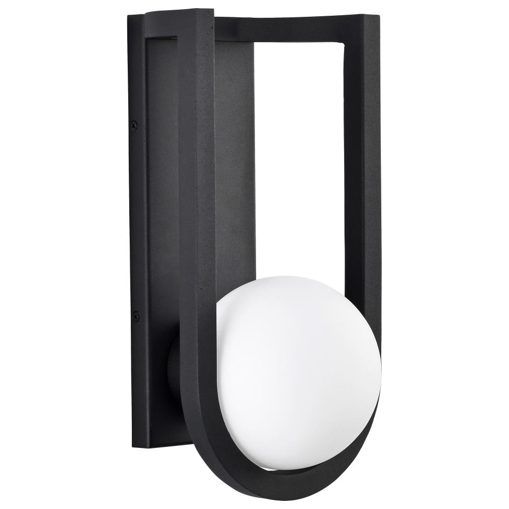 Cradle; 6W LED; Large Wall Lantern; Matte Black with White Opal Glass