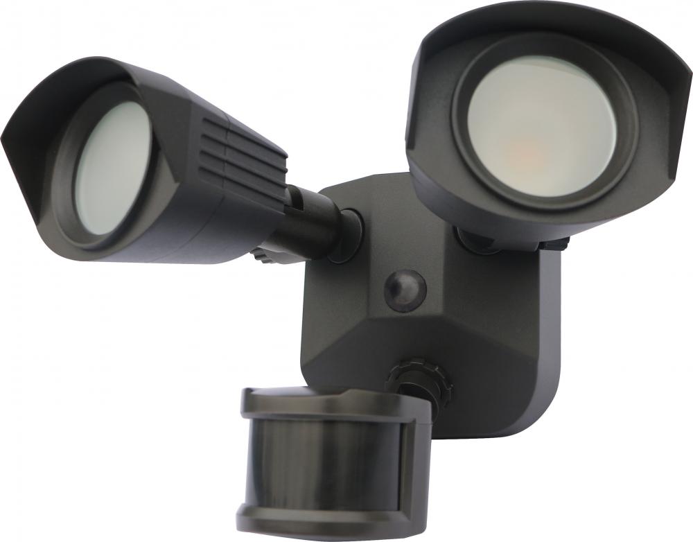 LED Security Light - Dual Head - Bronze Finish - 4000K - with Motion Sensor - 120V