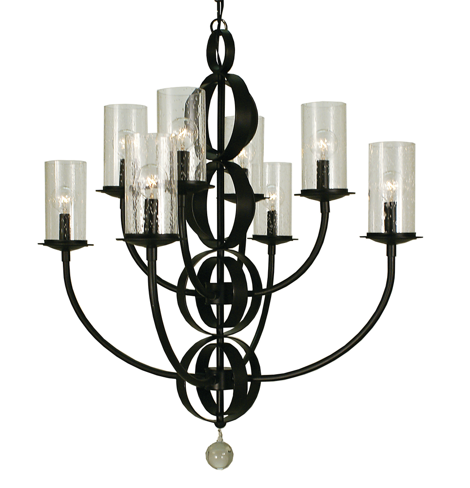 8-Light Brushed Nickel Compass Dining Chandelier