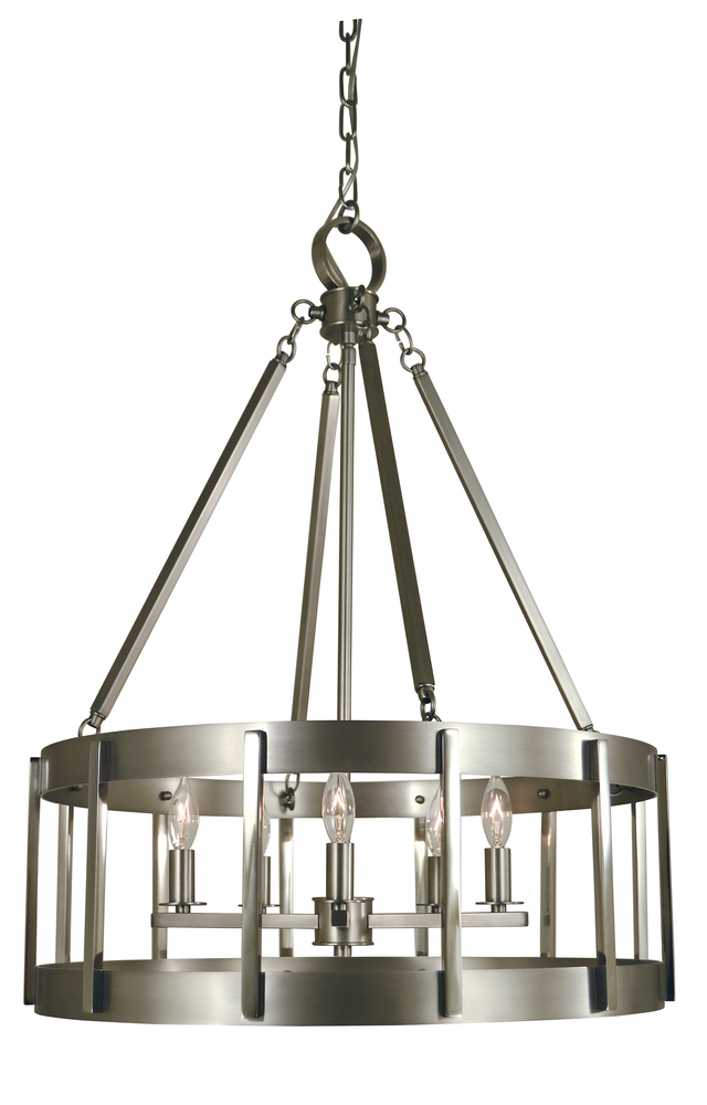 5-Light Polished Nickel/Matte Black Pantheon Pendant