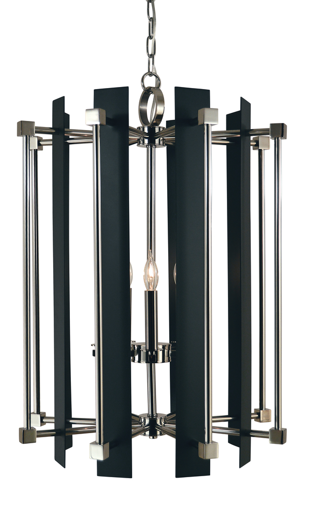 5-Light Polished Nickel/Matte Black Louvre Chandelier