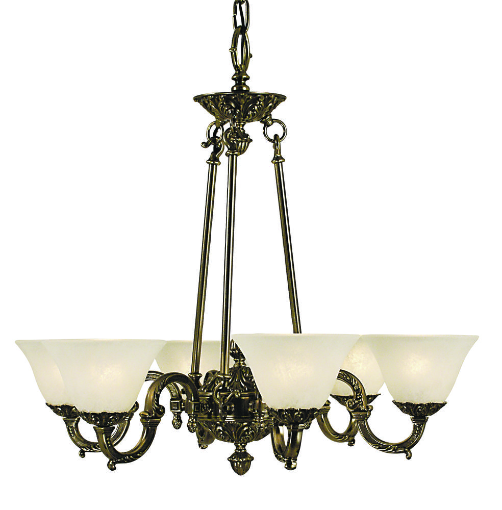 6-Light French Brass Napoleonic Dining Chandelier