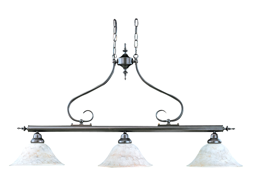 3-Light Harvest Bronze Black Forest Island Chandelier