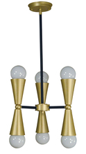 Framburg 3033 SB/MBLACK - 6-Light Satin Brass/Matte Black Equinox Chandelier