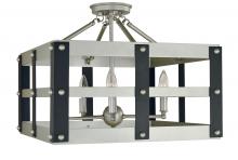 Framburg 5344 SP/MBLACK - 5-Light Satin Pewter/Matte Black Metro Artisan Flush / Semi-Flush Mount