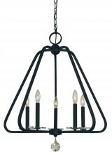 Framburg 5515 MBLACK - 5-Light Matte Black Triangulum Dining Chandlier