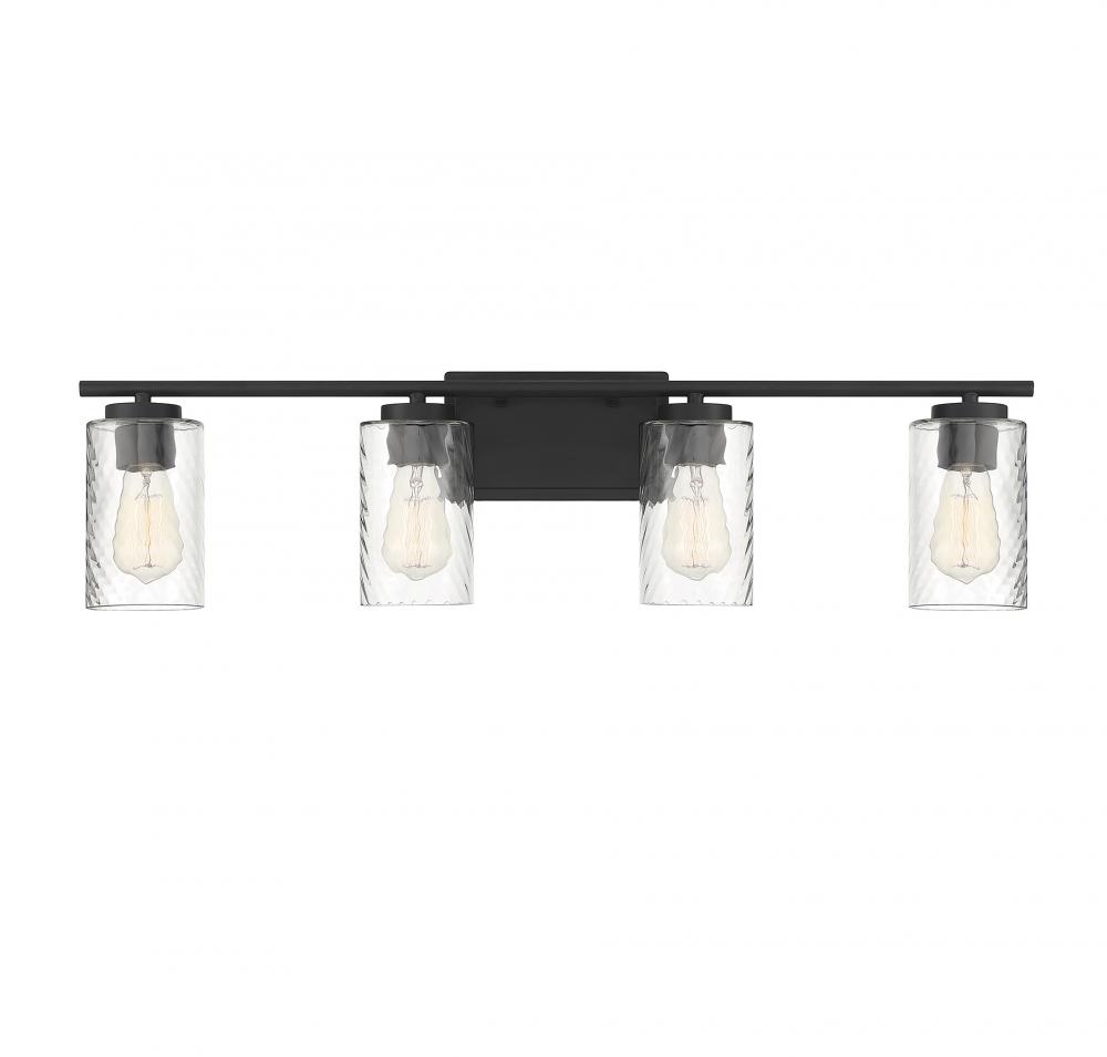 4-Light Bathroom Vanity Light in Matte Black