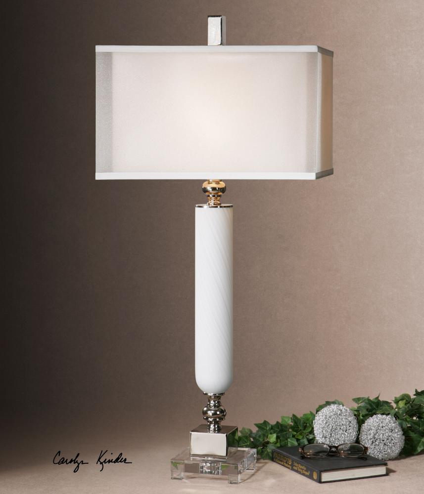 One Light Polished Nickel Table Lamp