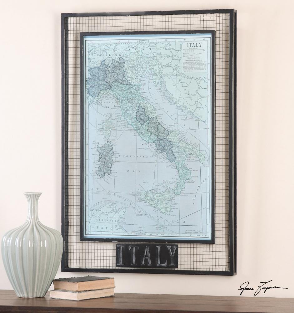 Italy Map Framed Art