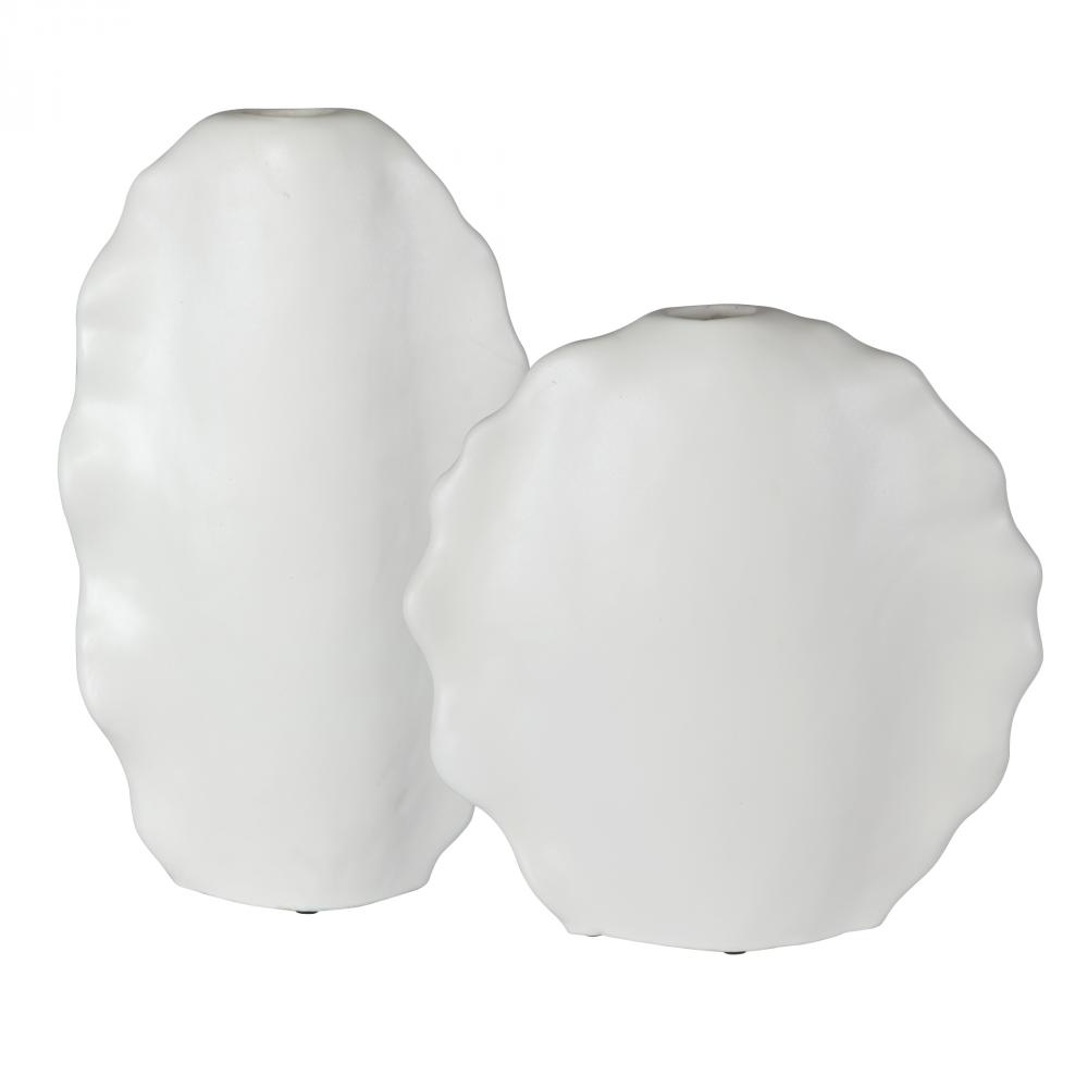 Uttermost Ruffled Feathers Modern White Vases, S/2 : 17963 | Aura