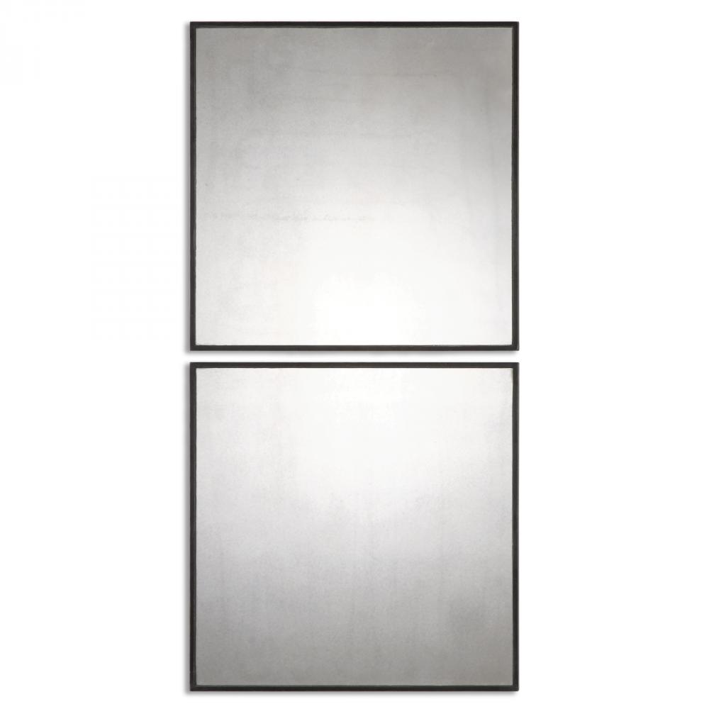 Matty Antiqued Square Mirrors, S/2